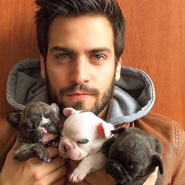 hot guy and puppy 