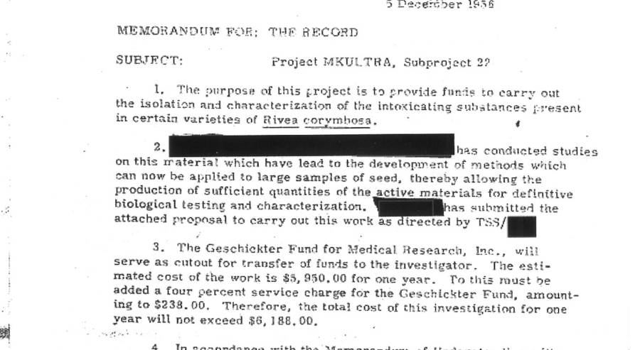 Freedom of Information act reveals the extent of CIA L.S.D. Project MKULTRA